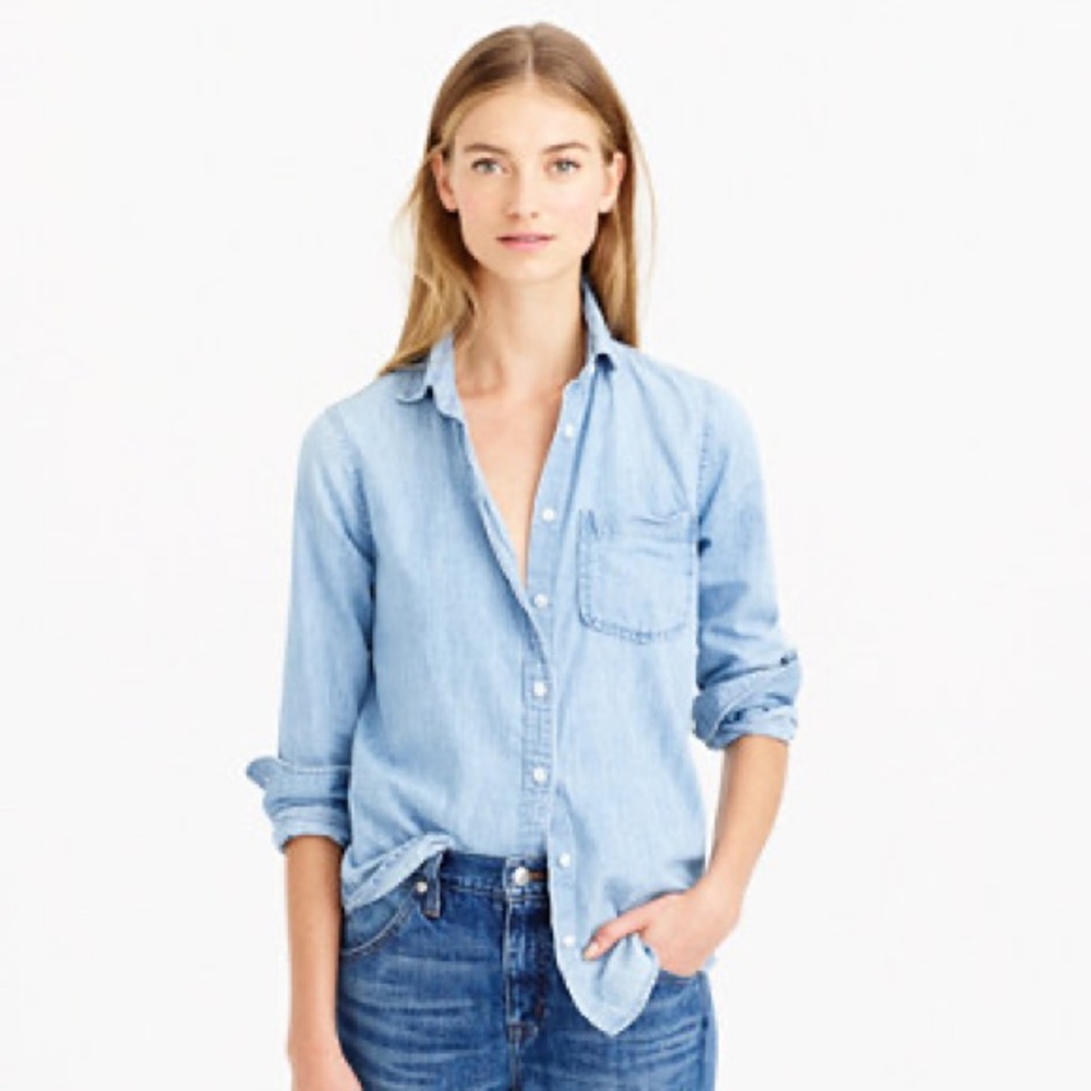 J. Crew Denim Chambray Pocket Shirt XS